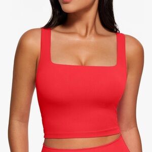 Crz Yoga Red Square Neck Longline Sports Bra Size Small NWT